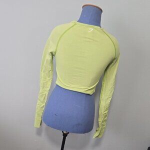 Gymshark Fitted Raglan Crop Top in Yellow and Green